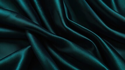 Obraz premium Luxurious dark teal fabric lays elegantly displaying smooth draping and soft texture that creates a sophisticated atmosphere perfect for design projects