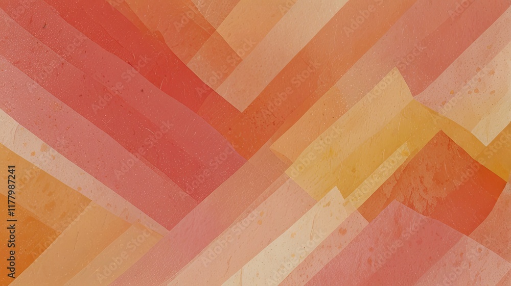Poster this artwork features a series of overlapping stripes in warm orange and yellow hues creating a live