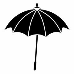 Black Parasol Silhouette Vector Illustration on White