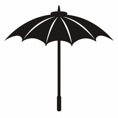 Black Parasol Silhouette Vector Illustration on White