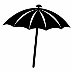 Black Parasol Silhouette Vector Illustration on White