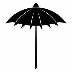 Black Parasol Silhouette Vector Illustration on White