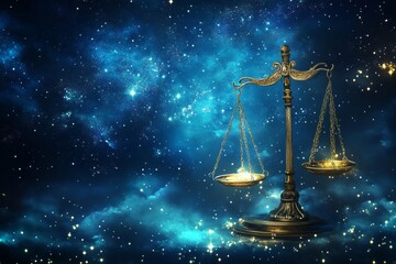 Astrological libra symbol set against a starry sky  embracing magic, alchemy, and fortune telling