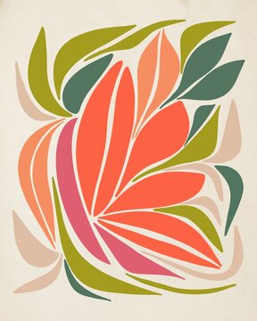 Modern Abstract Floral Drawing 