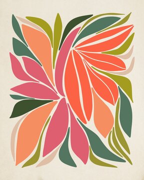 Modern Botanical Illustration In Warm Colors