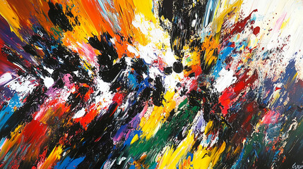 Vibrant abstract paint strokes in vivid colors