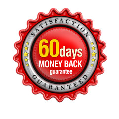60 days money back stamp isolated on transparent background