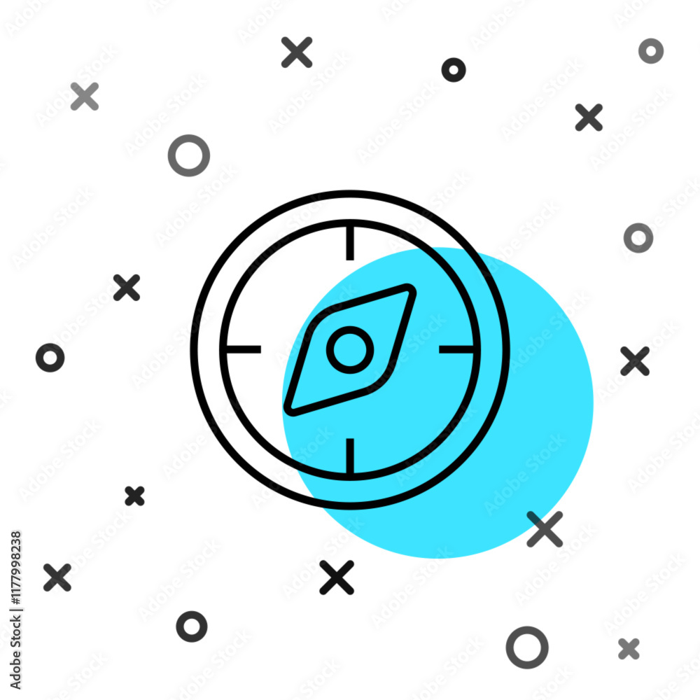 Poster black line compass icon isolated on white background. windrose navigation symbol. wind rose sign. ra