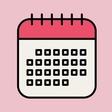 Monthly Wall Calendar Icon in a Geometric Minimalist Style. Vector Illustration Concept for Meeting Time, Deadlines Management and Appointment Schedule