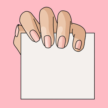 Hand Holding a Blank Card in Minimalist Style