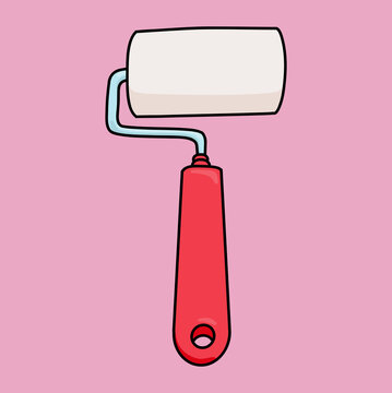 Paint Roller in Red Minimalist Design