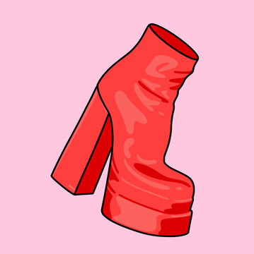 Bold Red High Heel Boot Illustration