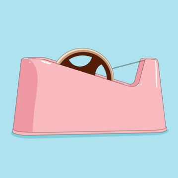 Pink Desk Tape Holder Illustration