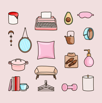 Self Care Fun Time Icon Set