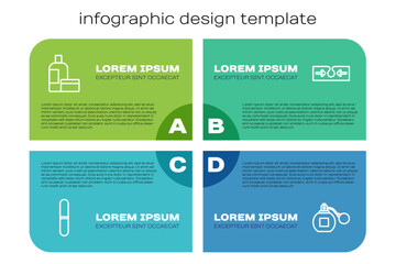 Set line Nail file, Cream or lotion cosmetic tube, Perfume and Acne. Business infographic template. Vector