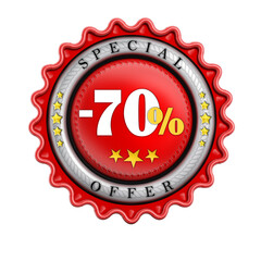 -70% Sale stamp isolated on transparent background