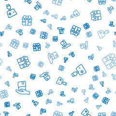 Set line Book donation, Male doctor and Gift box on seamless pattern. Vector