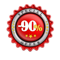 -90% Sale stamp isolated on transparent background