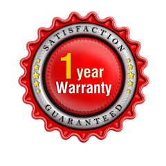 1 year warranty stamp isolated on transparent background