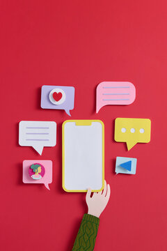 Online chats, social media apps with floating text