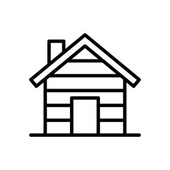 wooden house icon line vector design illustration template in trendy style