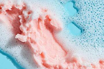 Fototapeta premium A tight shot of microbeads in an exfoliating face wash, shimmering in natural light.