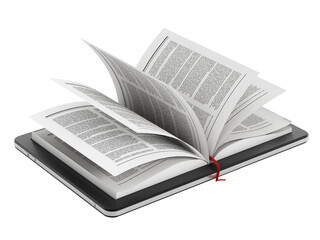Book in tablet computer isolated on transparent background