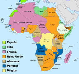 africa map in 1914 with colonies © Renata