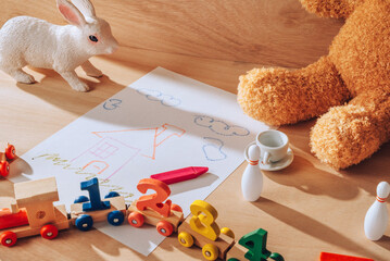 plaything scattered by children.