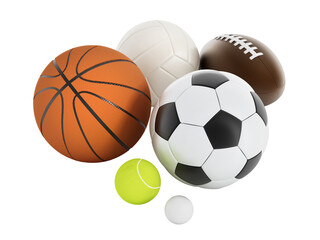 Sports balls isolated on transparent background