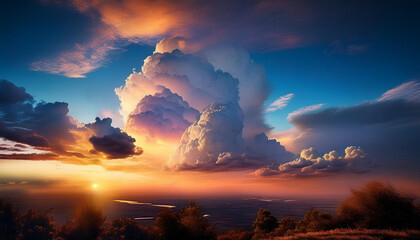 Fototapeta premium clouds in the sky at sundown as history