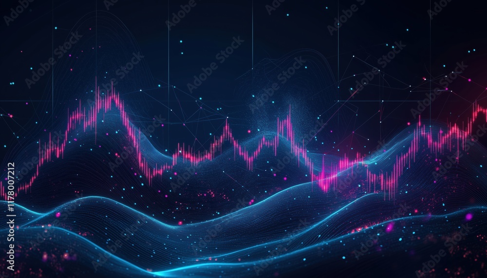 Poster Data Analysis In Financial And Stock Market With Chart And Trend Graph Arrows - A Comprehensive Analysis Of Financial And Stock Market Utilizing Graphs.