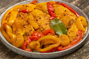 Marinated sweet and sour fish with wegetables. 