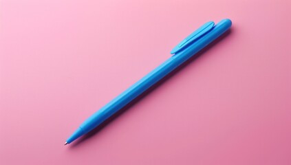Blue Pen on Pink Background