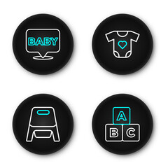 Set line ABC blocks, Baby potty, clothes and icon. Vector