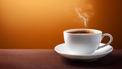 Obraz premium hot coffee in white cup on color background