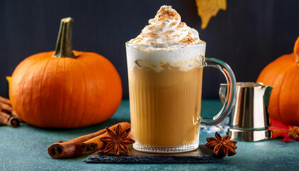 ice honey pumpkin spice latte with whipped cream