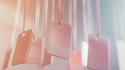 Blank ID cards hanging on lanyards.