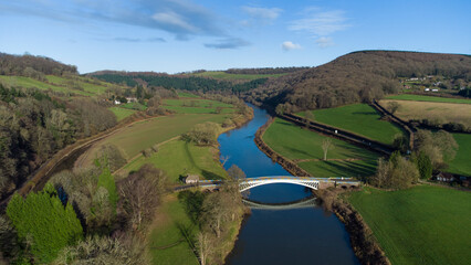 Fototapeta premium Bigsweir Bridge, road bridge crossing the River Wye, straddling the boundary between the parish of St. Briavels, Gloucestershire, England.