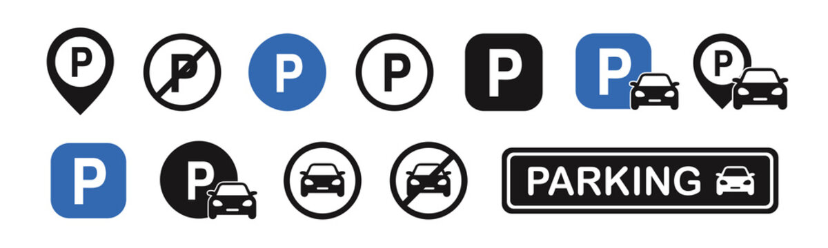 Car parking icon set on white background. JPG image