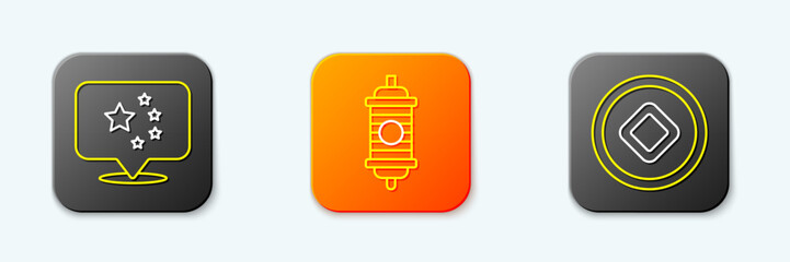 Set line China flag, Chinese paper lantern and Yuan currency icon. Vector