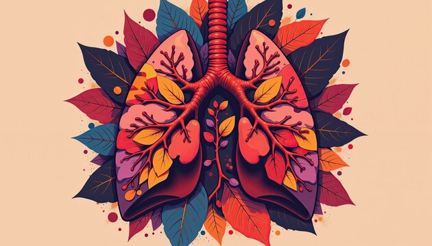 Healthy lungs and plants. World Lung Day. World Tuberculosis and COPD Day. World no tobacco day campaign. Lung cancer awareness month. Earth day, world health and environment abstract concept