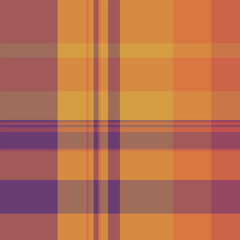 Obraz premium Romantic fabric check texture, robe tartan background plaid. String pattern seamless textile vector in orange and red colors.