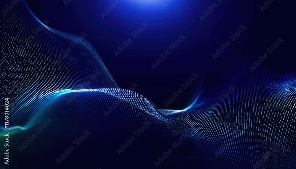 Leinwandbilder Abstract Digital Wave in Blue Gradient with Flowing Dotted Lines Representing Futuristic Technology and Data Visualization Concepts