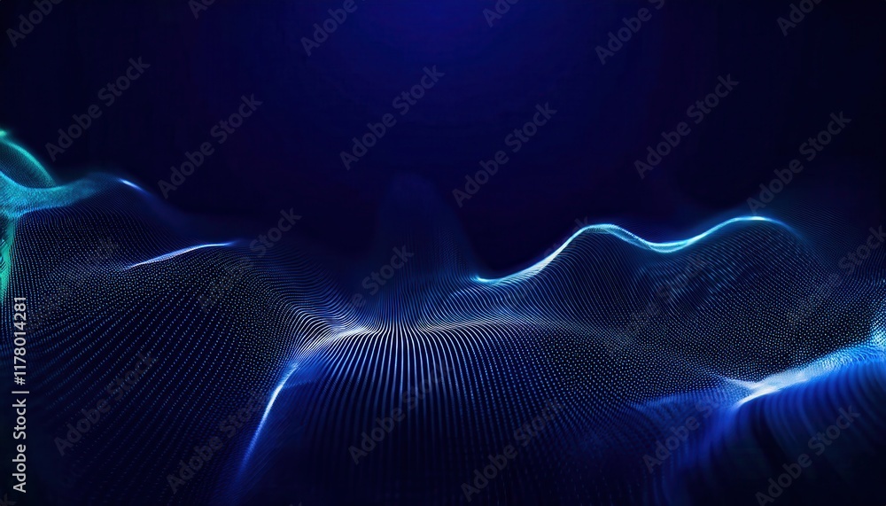 Aufkleber Abstract Digital Wave in Blue Gradient with Flowing Dotted Lines Representing Futuristic Technology and Data Visualization Concepts