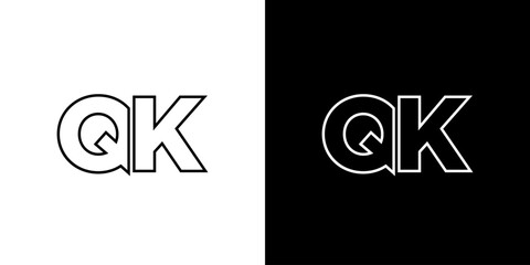 Letter Q and K, QK logo design template. Minimal monogram initial based logotype.