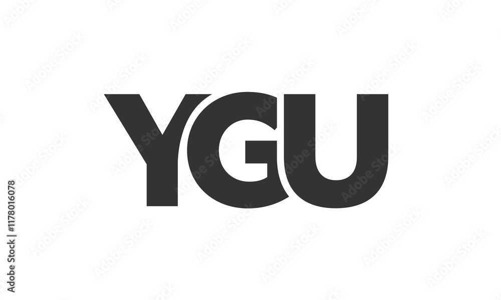 Poster YGU logo design template with strong and modern bold text. Initial based vector logotype featuring simple and minimal typography. Trendy company identity.