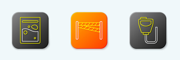 Set line Plastic bag of drug, Crime scene and Walkie talkie icon. Vector