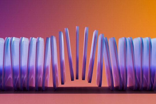 Suspended Translucent Panels with Vibrant Gradient Background