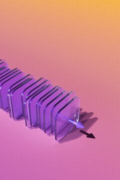 Modern Transparent Layers with Arrow on Gradient Background